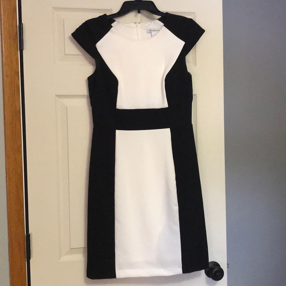 Liz Claiborne black and white fitted dress